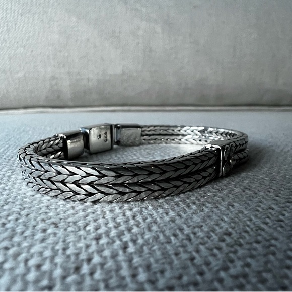 Sterling Silver Squared Double Rope Bracelet - Picture 2 of 8